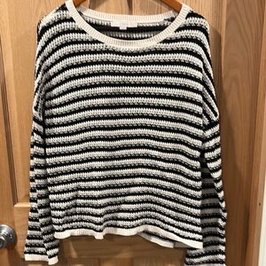 LOFT Black and White Crew Neck Sweater